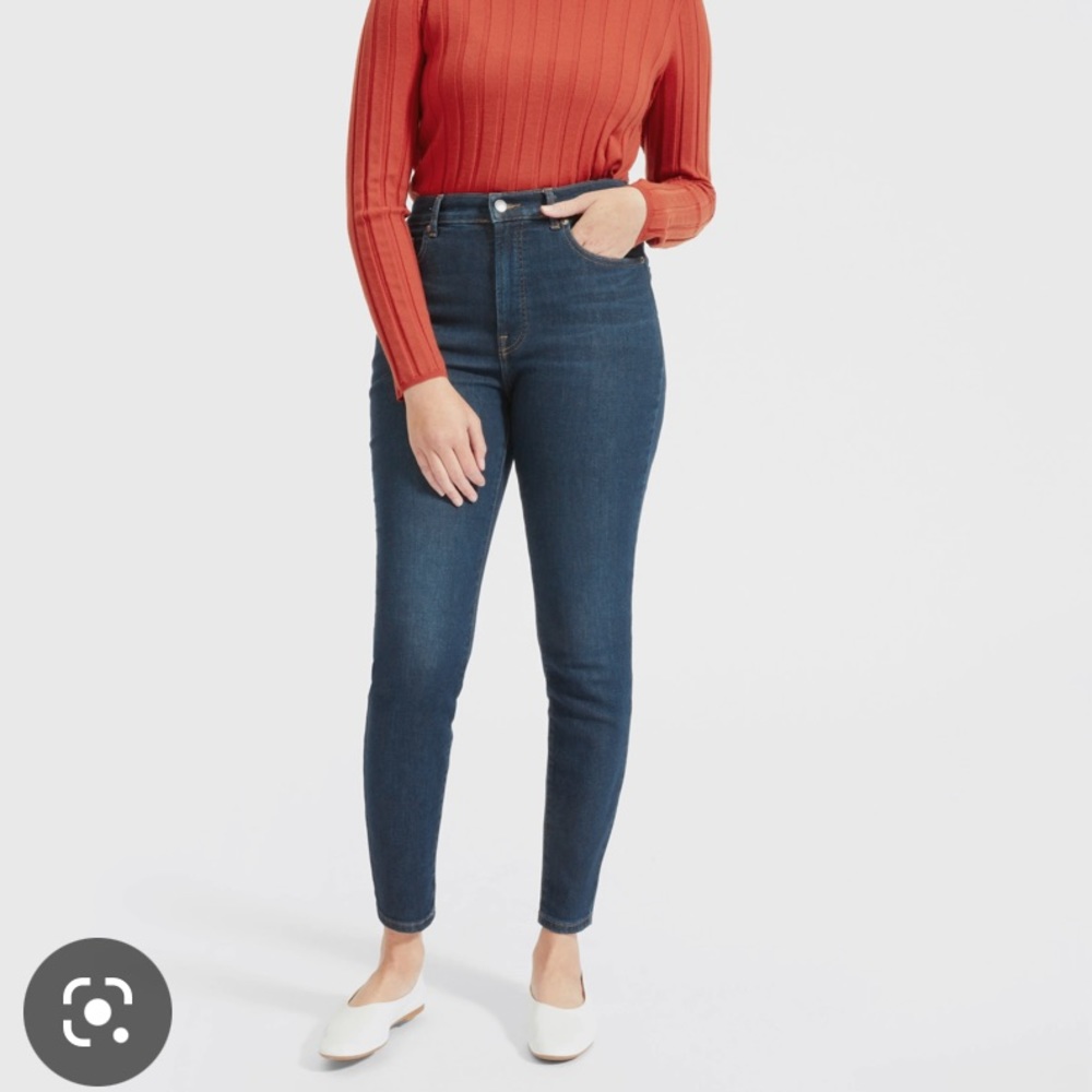 Everlane Authentic Stretch High Rise Skinny Dark Blue Wash 25 ankle